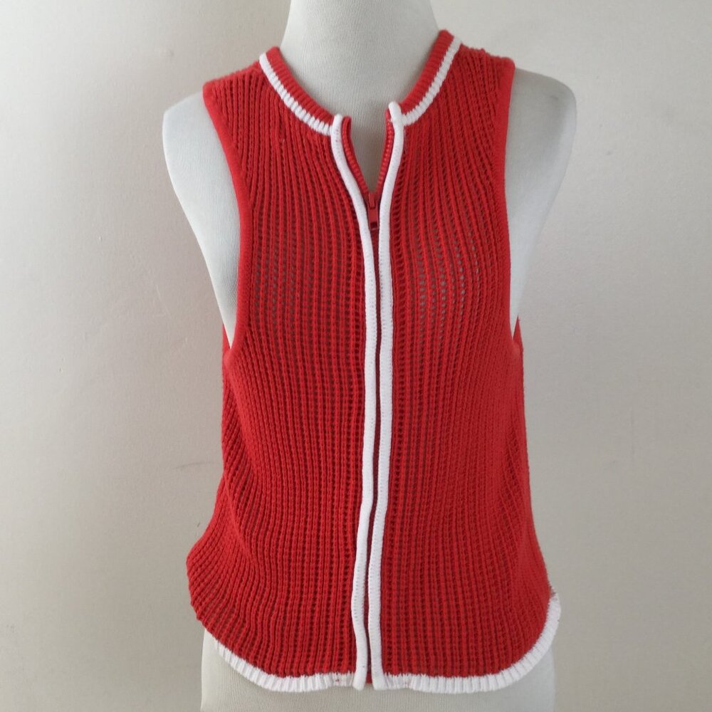 Cotton On Red/Ivory Zip Up Sweater Vest s